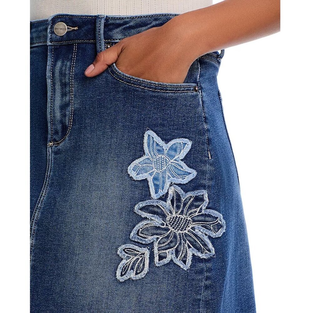 NWT New $148 Driftwood Embroidered Denim Mini Skirt Size 26 - Picture 2 of 8